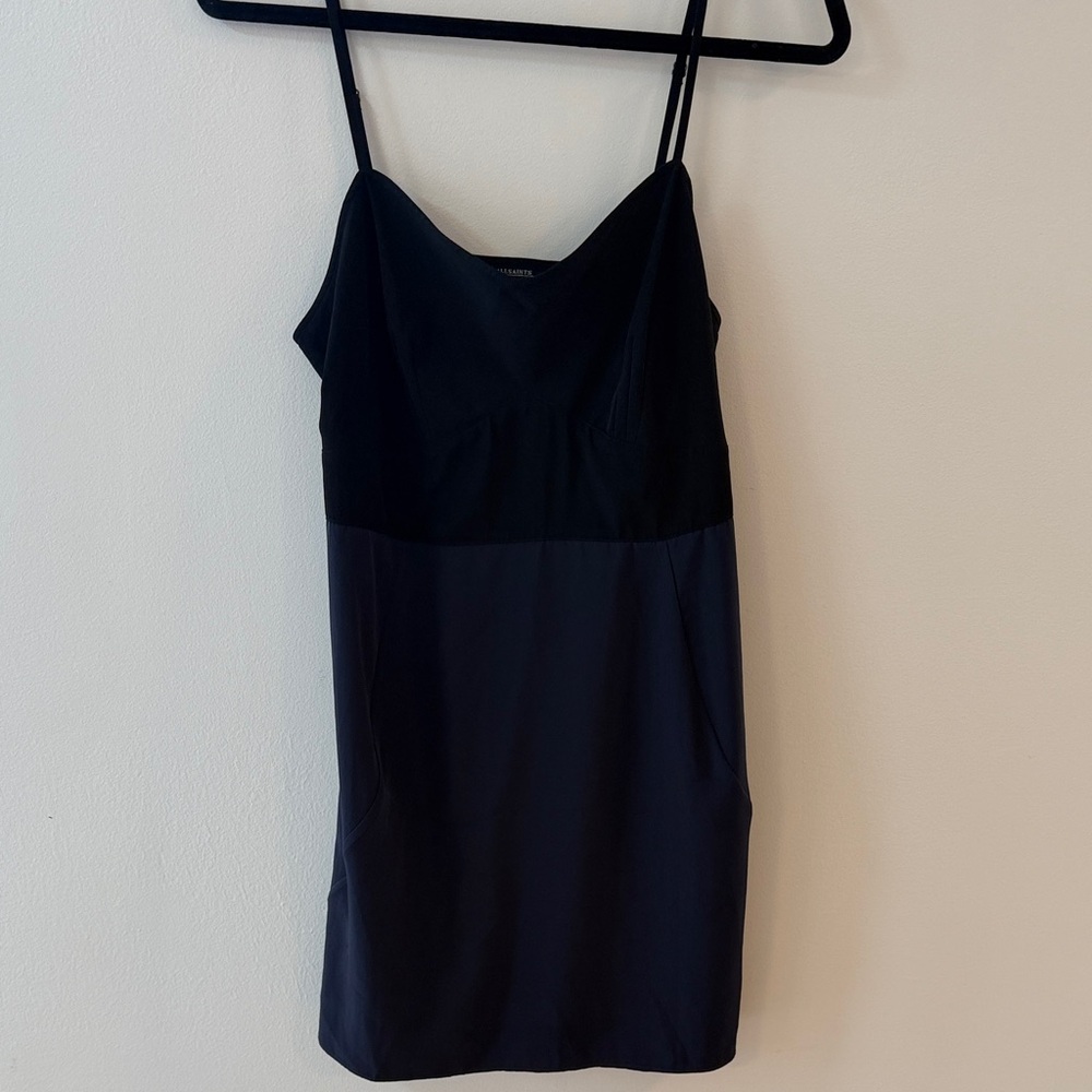 EUC All saints - Black & Navy Two-Tone Slip Dress - 8